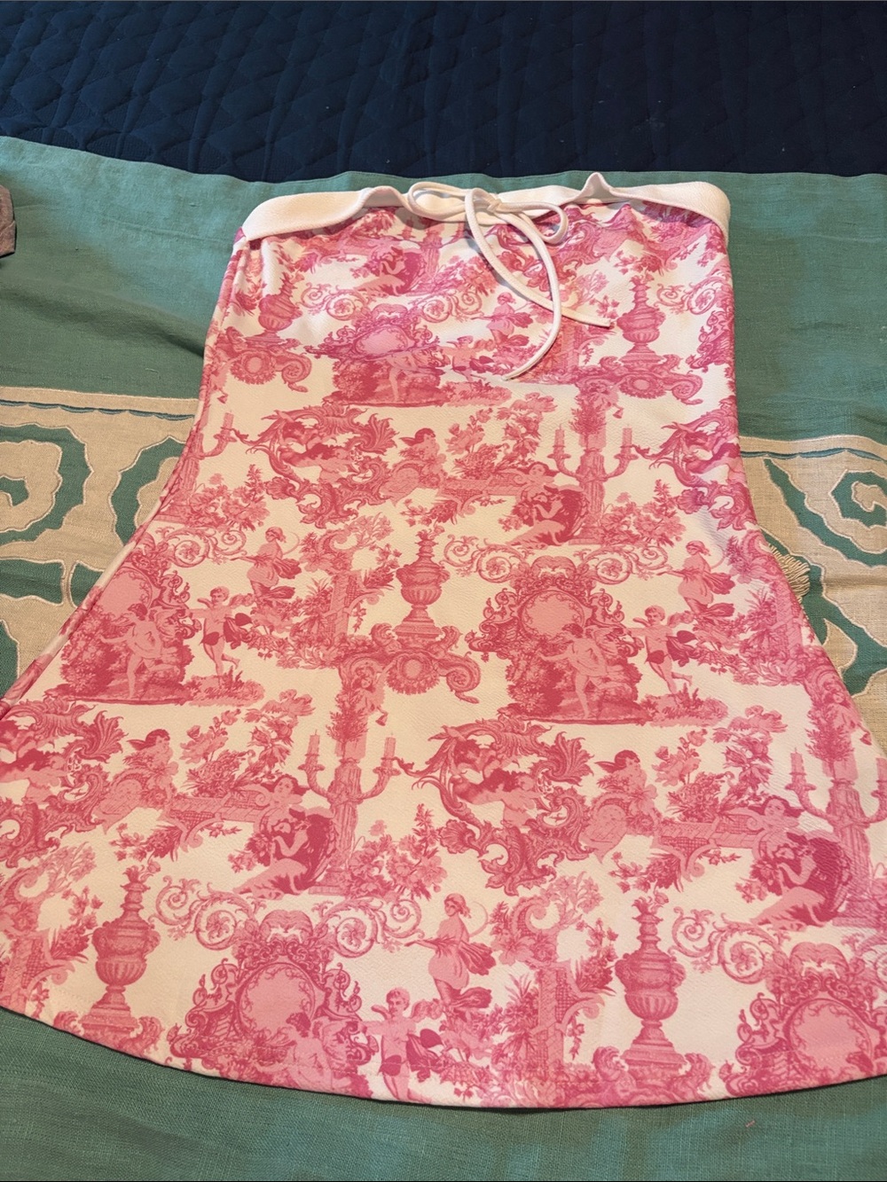 SHEIN Pink Toile A-Line Drawstring Waist Skirt